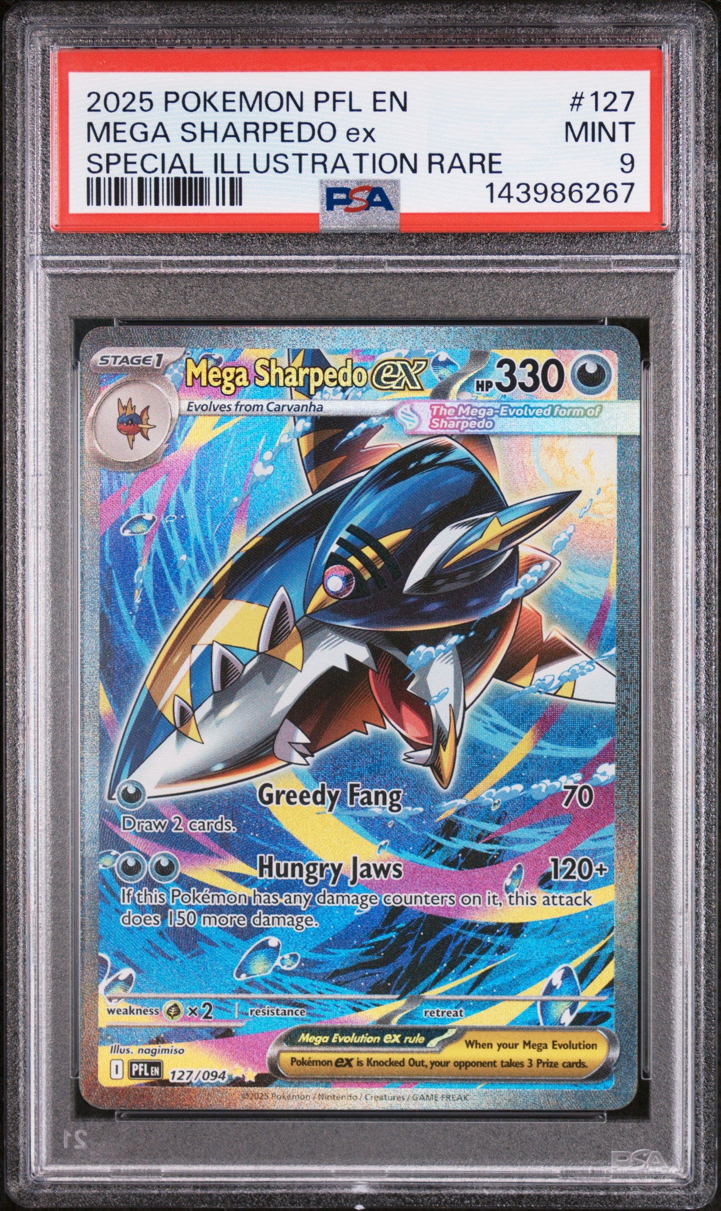 MEGA SHARPEDO ex SPECIAL ILLUSTRATION RARE PSA 9
